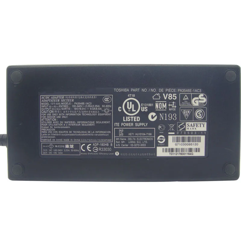 Зарядное устройство для ноутбука Toshiba Satellite QOSMIO X75 X770 X505 PA3546E 1AC3 AC|19v 9.5a 180w|laptop power19v |