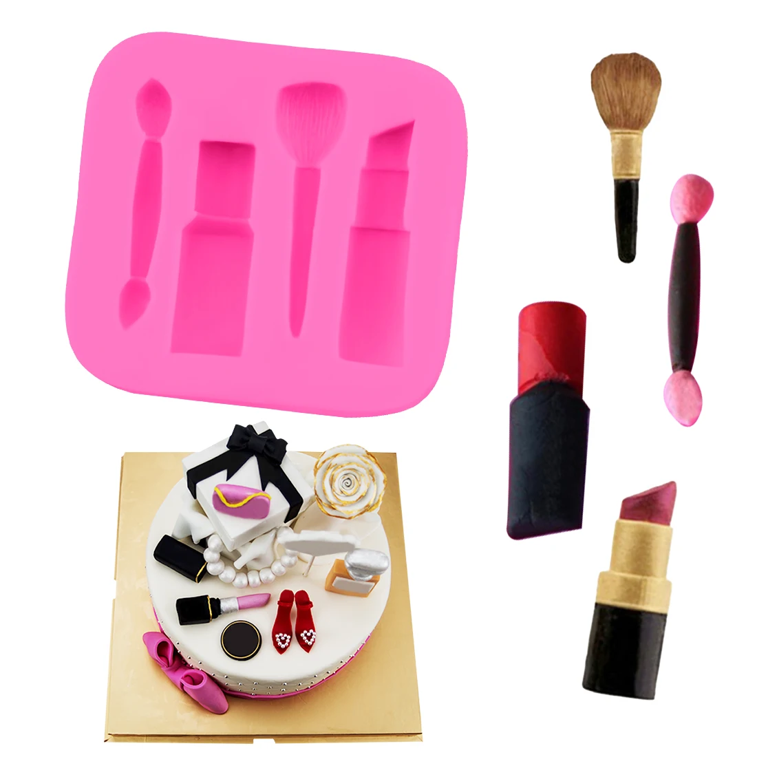 Baking Pan 1PC Silicone Fondant Cake Mold Makeup Lipstick Nail Polish