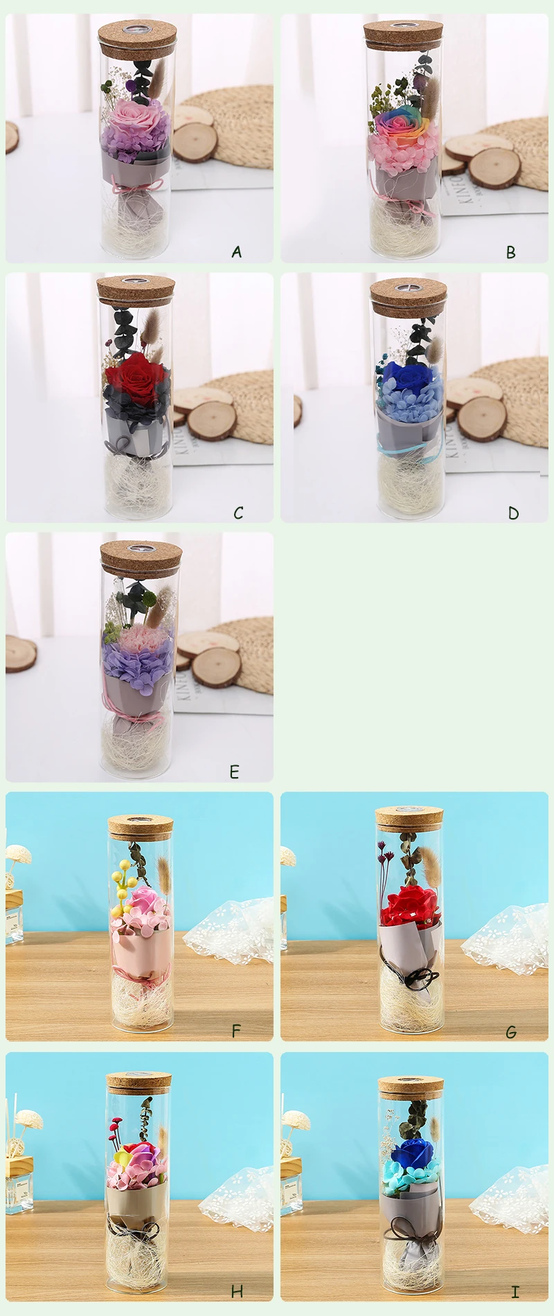 JAROWN Everlasting Flower Wishing Bottle Soap Rose Colorful Glowing Creative Glass Bottle Christmas Gift Wedding Party Decor (30)