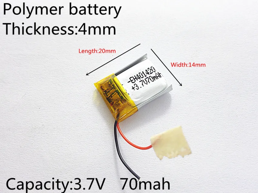 

3.7V 70mAh 401420 Lithium Polymer LiPo Rechargeable Battery For Mp3 Mp4 PAD DVD DIY E-book bluetooth Headphone