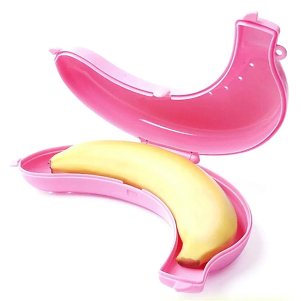

New Qualified Cute 3 Colors Fruit Banana Protector Box Holder Case Lunch Container Storage Box for kids protect fruit case