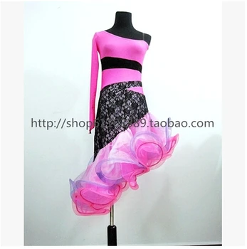 

Latin dance costume sexy single sleeves lace dress for women latin dance competition costume dress