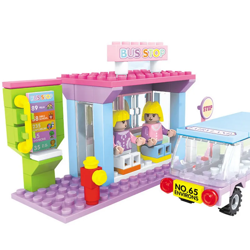 

High Quality Bus station Building Blocks Sets Toys For Children Friends Brick Educational Toys Girl Birthday Gift Brinquedo