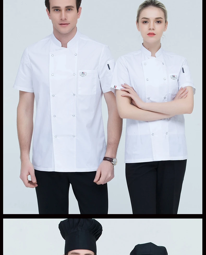 Высококачественная Униформа шеф-повара с коротким рукавом для мужчин и женщин, куртка шеф-повара, форма для повара, плюс размер, B-6568