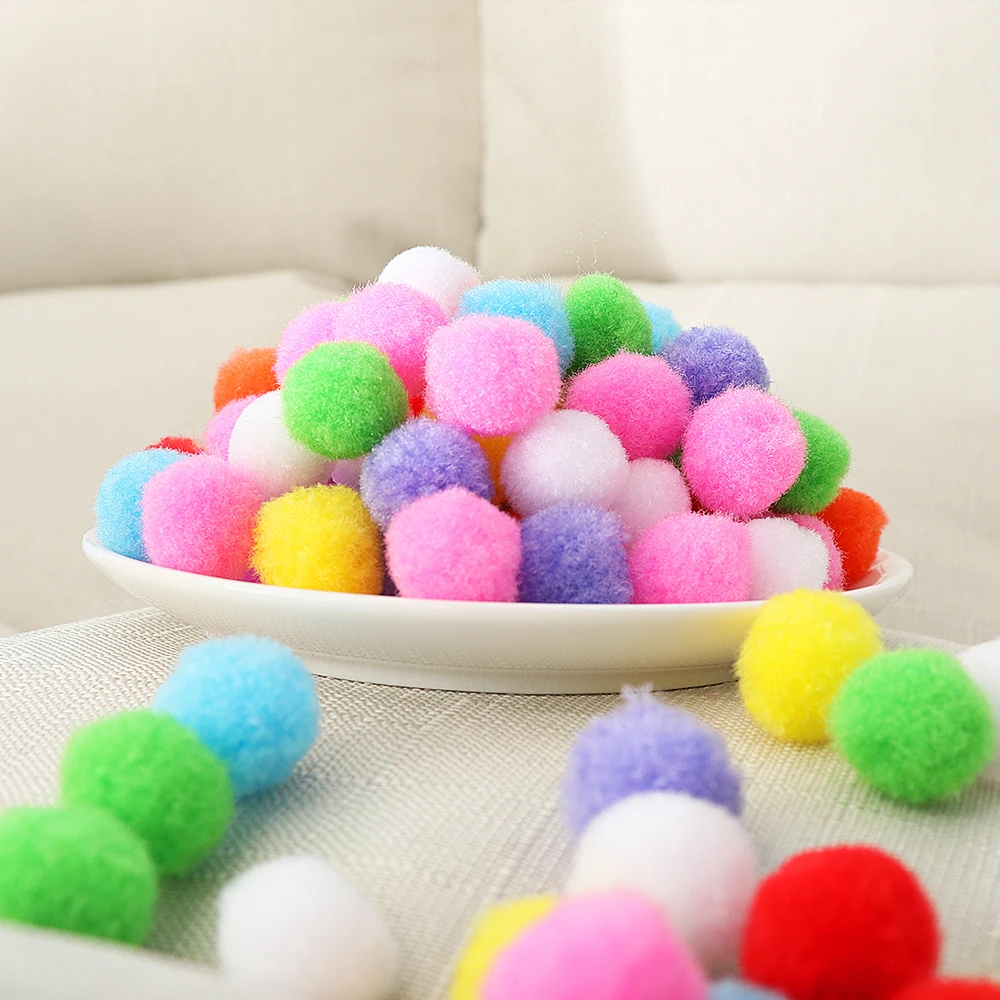 100pcs Colorful Party Festival DIY Craft Pompoms Fluffy Balls Felt Kids Toys NEW 