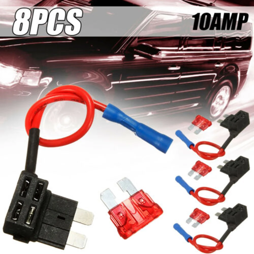 

8Pcs/4set Car Fuse Adapter Add-a-circuit Fuse Mini Car Auto Add-a-circuit Fuse Tap Adapter Standard ATO ATC Blade Fuses Holder