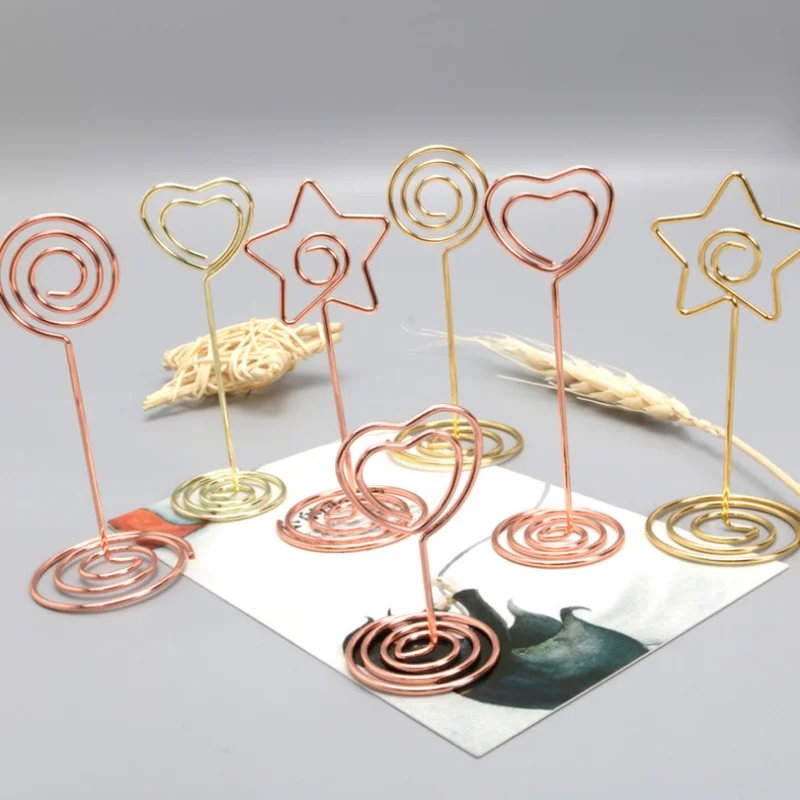 1 Pcs/set Cute Heart Rose Gold / Gold Metal Message Holder Clips Paper