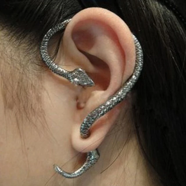 New Fashion Punk Snake Clip Earring Exaggerated Vintage Silver Metal New Fashion Punk Snake Clip Earring Exaggerated Vintage Silver Metal Ear Cuff One