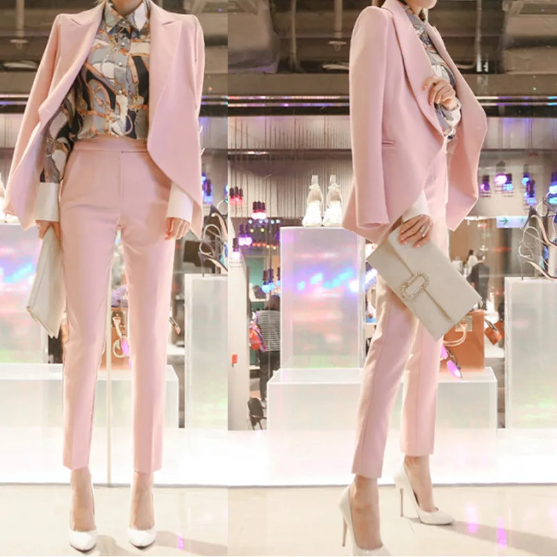 Autumn and winter professional wear women's small suit set was thin temperament suit coat +pants ladies casual work clothes Autumn and winter professional wear women's small suit set was thin temperament suit coat +pants ladies casual work clothes
