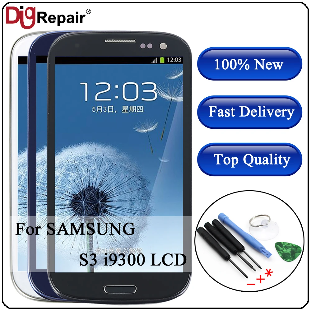 

i9300 lcd For Samsung S3 LCD Display I9300 Touch Screen Digitizer with Frame Replacement Parts AAA For Samsung S3 Display