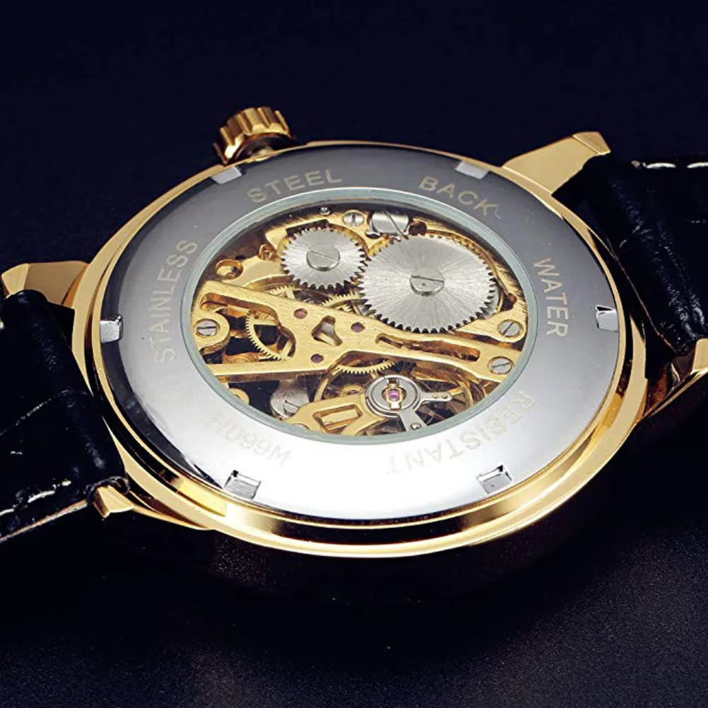 Высокое качество Мужские часы 3D полые гравировка чехол римские цифры Скелет циферблат механические часы мужские часы подарок Прямая поставка LD
