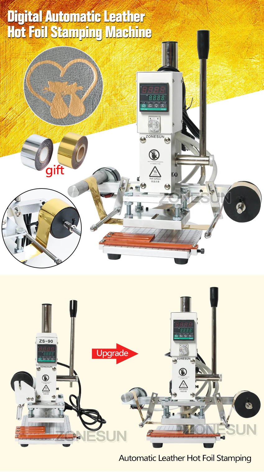 ZONESUN 5*7 см ручной Логотип Бумага пластик кожа горячего тиснения фольги биговки машина для тиснения тепла пресс машина удар пресс