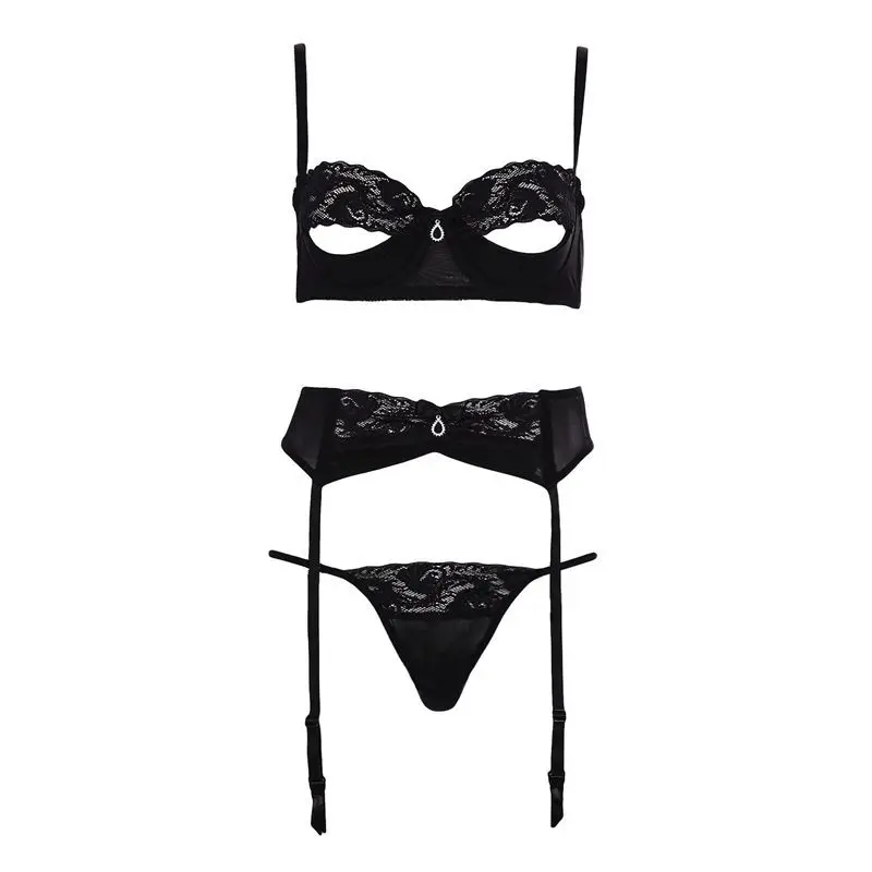 CINOON Women sexy underwear bra embroidery lingerie set thin lace bra transparent ultra-thin temptation push up bra set