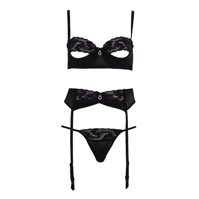 Aliexpress.com : Buy Women Sexy Open Bra Set Embroidery Push up Cup ...