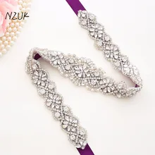 Стразами пояс невесты свадебные туфли серебристого цвета, с украшением в виде кристаллов ремень ручной работы Длинные жемчуг Свадебное платье лента для свадьбы AccessoriesY160S