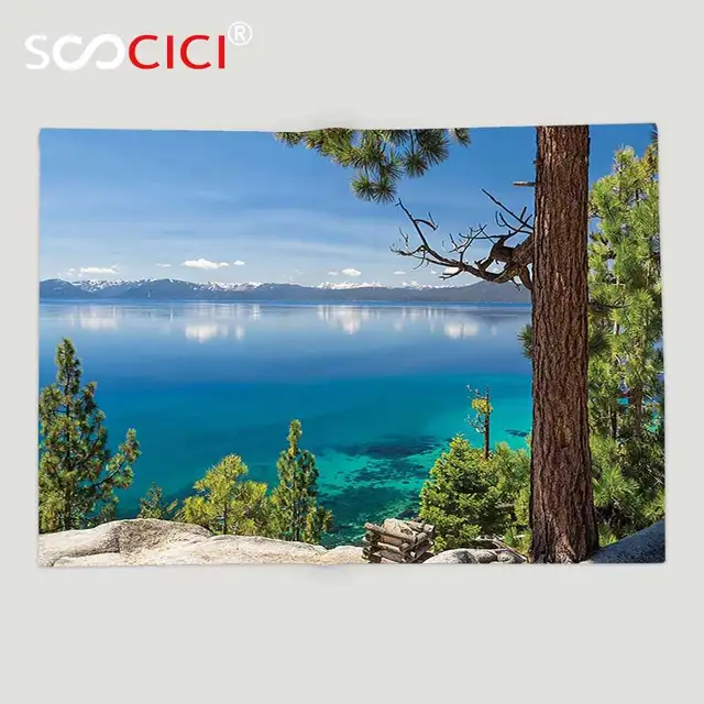 Custom Soft Fleece Throw Blanket Lake House Decor Mountain Landscape