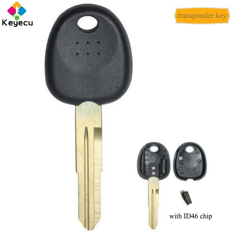 

KEYECU Uncut Ignition Transponder Key With ID46 Chip - FOB for Hyundai Tucson Elantra Accent Santa Fe Coupe Galloper Getz Matrix