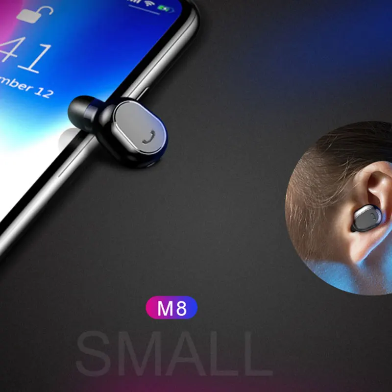 M8 мини Беспроводной наушники одного уха Bluetooth V4.1 вкладыши бас стерео с