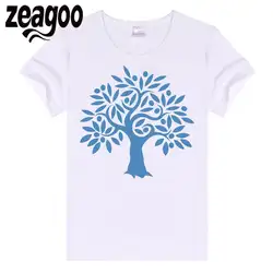 Zeagoo одноцветное Повседневное Для женщин Plain Crew Neck Slim Fit мягкий короткий рукав Футболка Белый Дерево Life_345