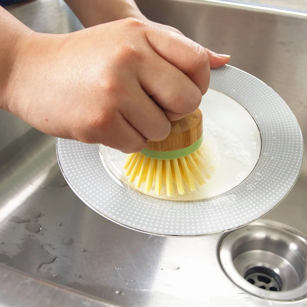 2PCS Kitchen dish washing brush bamboo Naturals Mini Dish Brush Kitchen