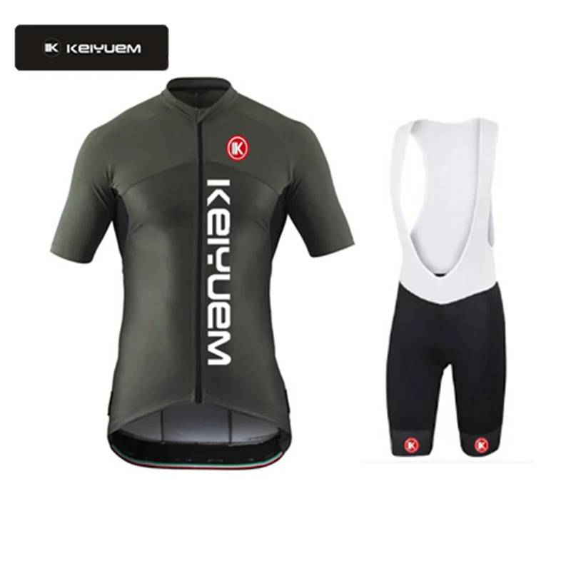 

wholesale KEIYUEM black color summer outdoor sports wicking short sleeve men and women  Cycling Suit