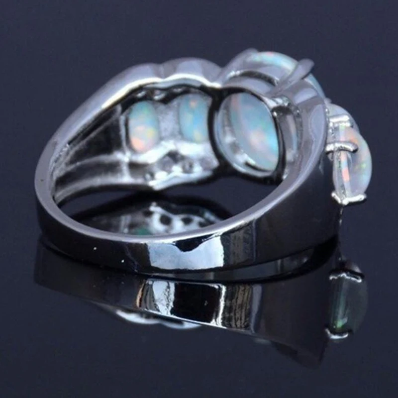 Опал обручальное кольцо серебро Цвет Vintage Opal Обручение кольца для Для женщин, ювелирное изделие, Дропшип Bagues Pour Femme подарок