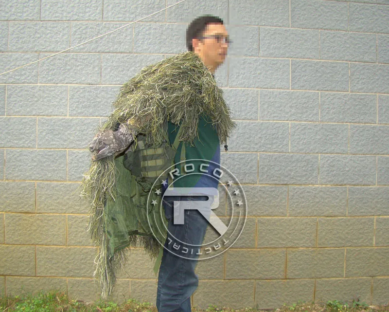 ROCOTACTICAL легкий Ghillie пончо тактический Снайпер Ghillie Топ для страйкбола пейнтбола военный Ghillie пончо костюм Лесной