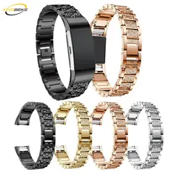 KINGBEIKE Модные Bling нержавеющая сталь Ремешки для наручных часов Fitbit Charge 2 замена металлический ремешок умные часы ремешок