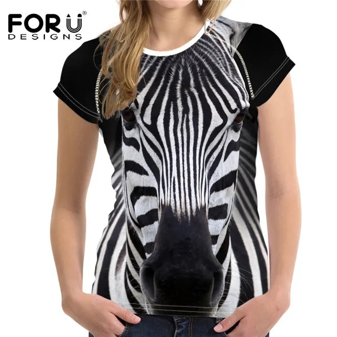 FORUDESIGNS/Спортивная футболка с 3D Crazy Horse для женщин, стильная женская одежда для спортзала, топы, футболки, женские футболки с круглым вырезом для девочек - Цвет: 3157