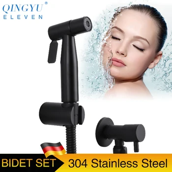 

QINGYU ELEVEN toilet bidet sprayer shower set black spray paint 304 stainless steel hand shower toilet hygienic shower set