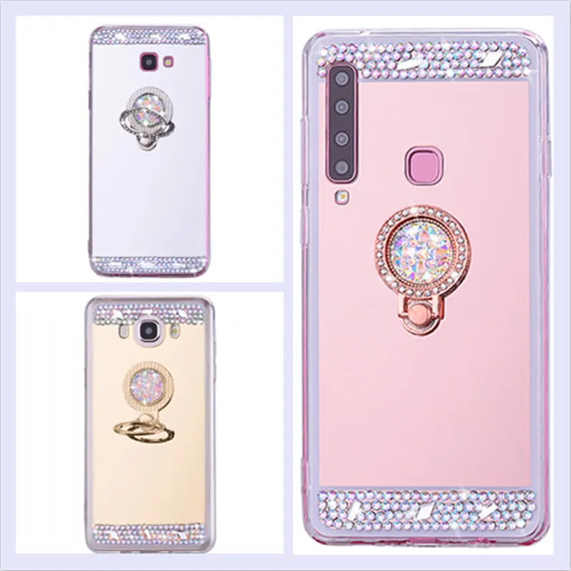 Блестящий чехол для Samsung A3 A5 A7 A8 J3 J5 J7 (2016) (2017) Версия ЕС Prime DIY Ring Stand мягкий TPU