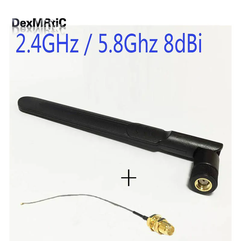 2 4 ГГц/5 8 ГГц 8dBi Omni WIFI антенна двухдиапазонная с RP SMA штекерным разъемом + IPX/u. fl