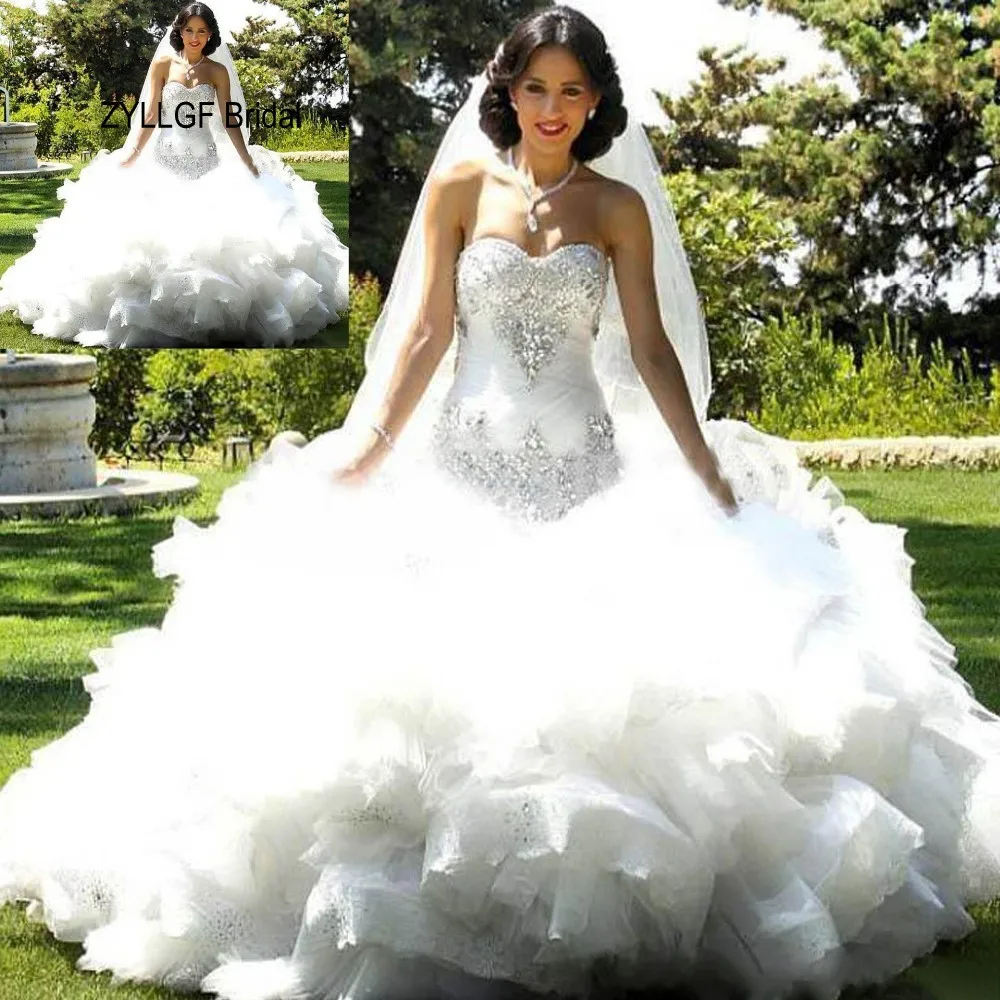 ZYLLGF Люкс Русалка Свадебные Платья Милая Кристалл Бисера Vestidos De Novia 2017 На Заказ TA32 |