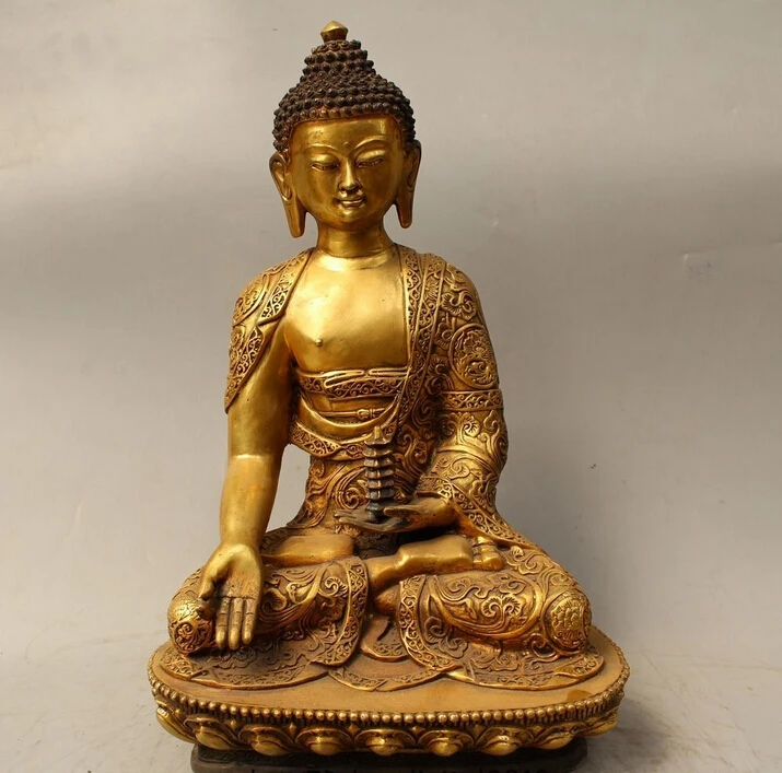 

18" Tibet Buddhism Bronze Gild Sakyamuni Shakyamuni Amitabha Buddha pagoda