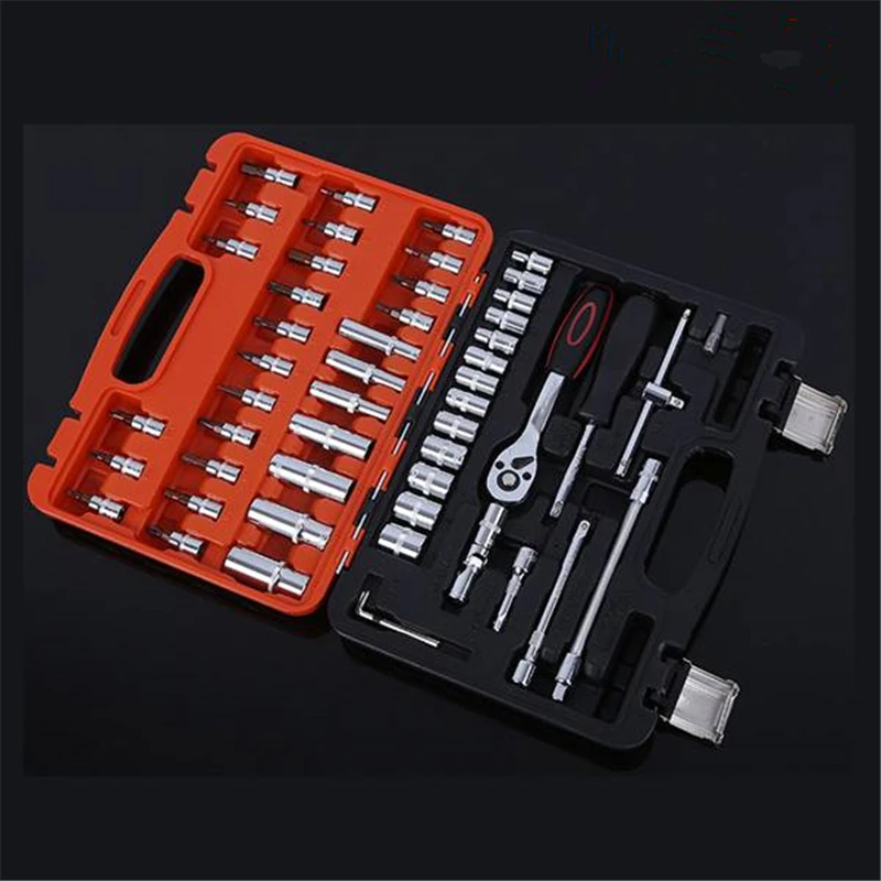 

53 in 1 Automotive Mechanics Tool Set Auto Motorcycle Repair Toolbox Precision Ratchet Wrench Socket Universal Joint Tool Kit