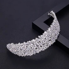 jankelly Fashion Ladies Wedding Headpieces With cube zircon Wholesale Bridal Hair Accessories Headdress Bridal Hair Tiaras