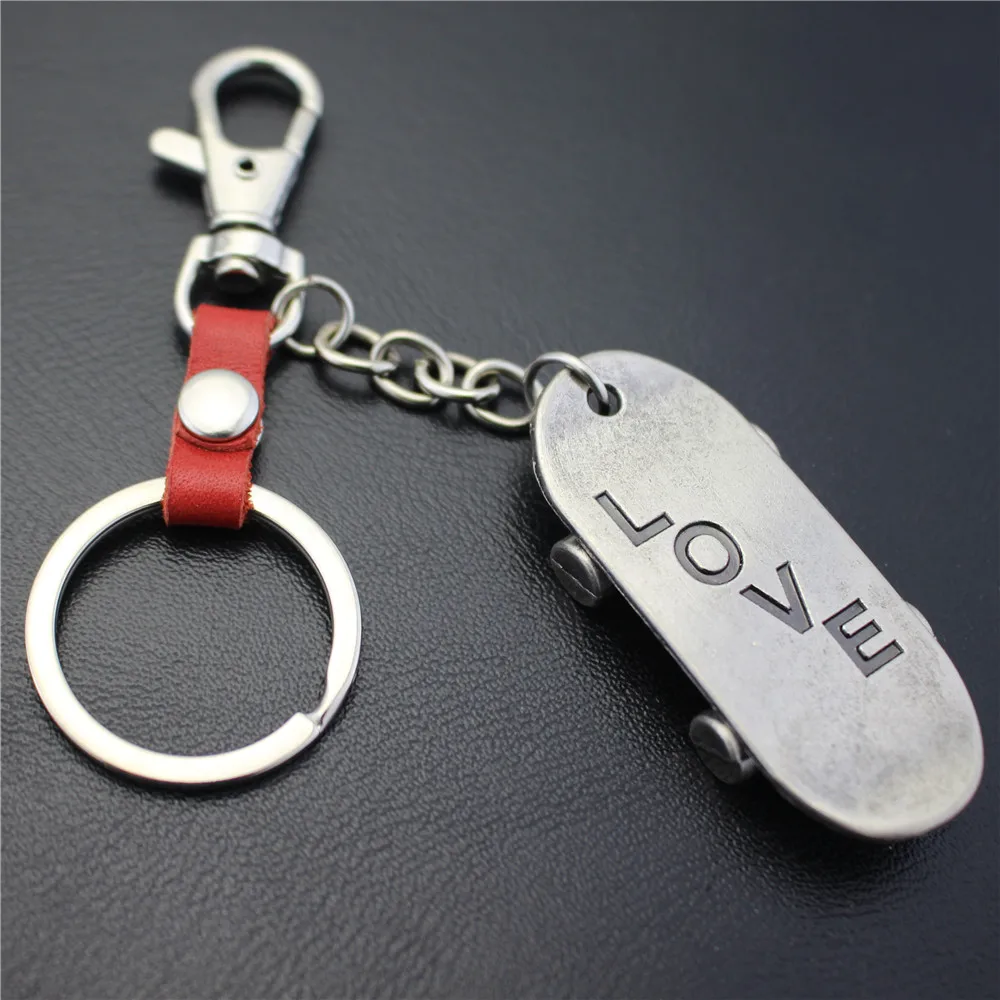 Antique Silver Color Love's Scooter Keychain Leather Key Chain Car Key