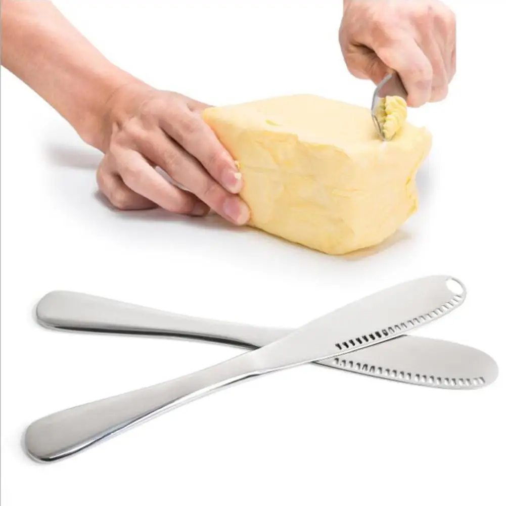  2PCS Stainless Steel Cheese Knife High-grade Thick Tableware Butter Knife Breakfast Bread Cream Spa