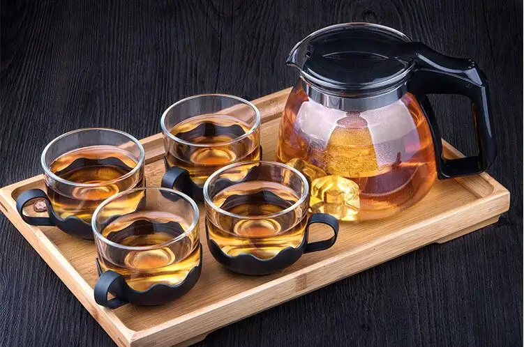 Tea Set 5pcs set 1pc Tea Pot 4pcs Tea Cup Tea Kettle Glass Teapot Infuser Gaiwan