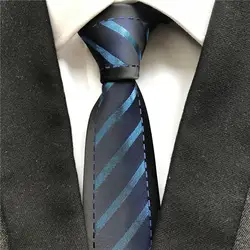Молодой Для мужчин тонкий стройный галстук мода синий полосатый галстук, чтобы соответствовать рубашка костюмы