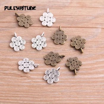 

30PCS 12*15mm New Product Two Color Small Flower Charms Pendant Jewelry Metal Alloy Jewelry Marking