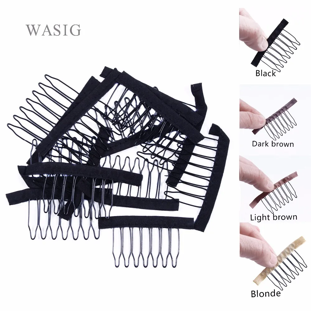 4 Colors lace Wig clips Steel 7 tooth Polyester durable cloth wig combs