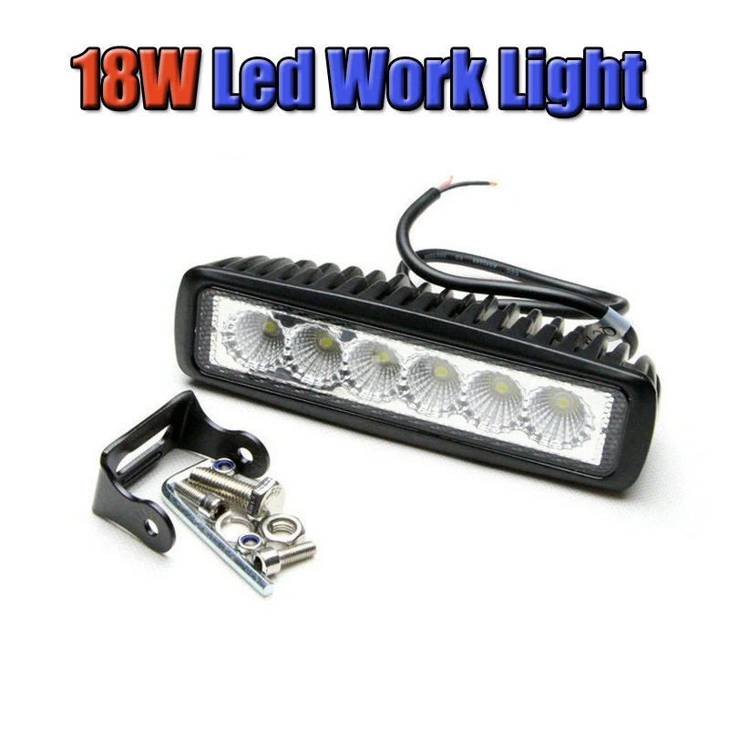 6 Inch 10-30v 18W White Flood beam LED Work Light Bar for Indicators Motorcycle Driving Offroad Boat Car Truck 4x4 SUV |