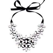Las mujeres de La Vendimia Del Babero Cinta de Acrílico Flor Colgante, Collar Collar de la Declaración Joyería boho gargantilha