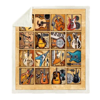

SOFTBATFY Guitar Fleece Throw Blanket Sofa Bedding Blankets Drop Ship