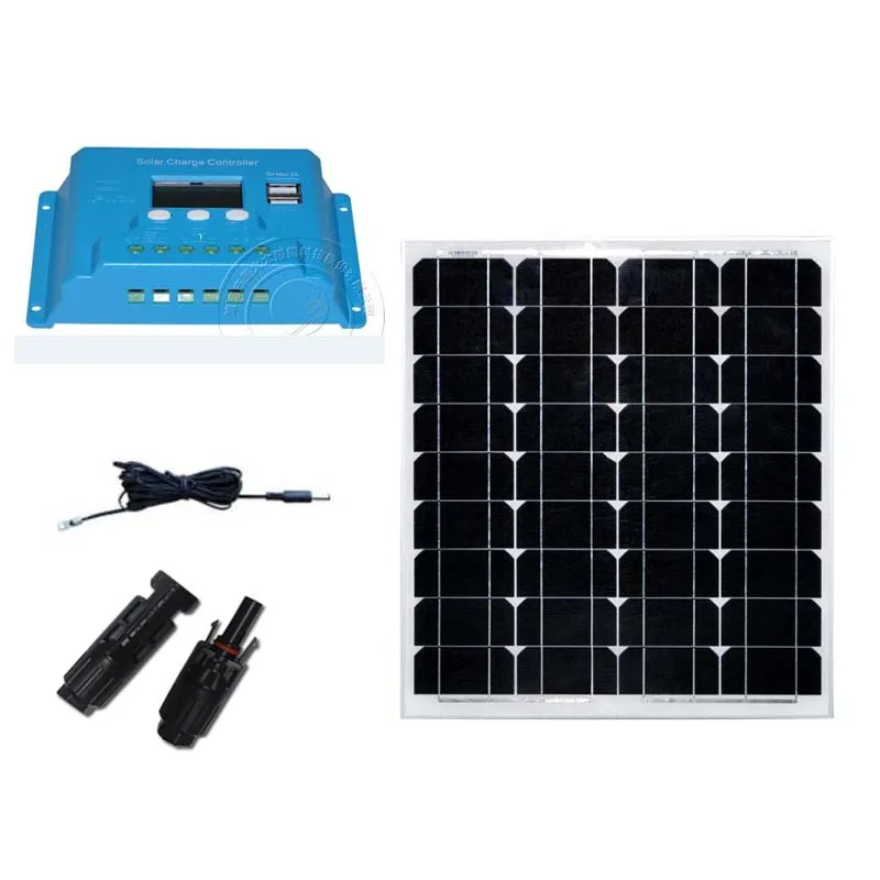

Set Zonnepaneel 18 Volt 50 Watt Solar Charger Phone Solar Controller Regulator 12v/24v 10A Solar Light LED System Caravan Camp
