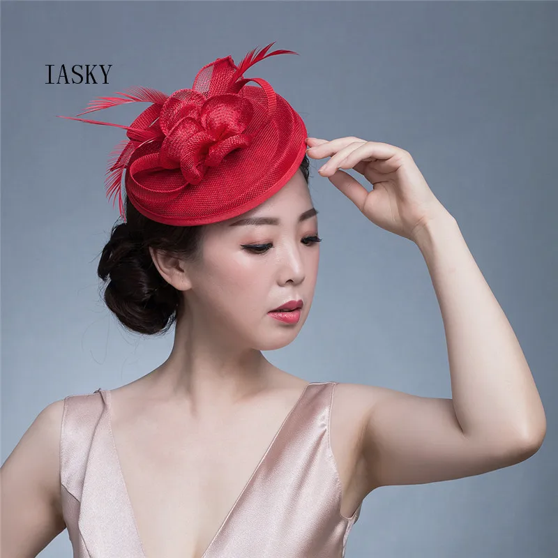 

2018 New Feather Fascinator Hair Clip For Women Fashion Flower Headwear Cocktail Fancy Party Derby Hat Ladies Feather Headwear