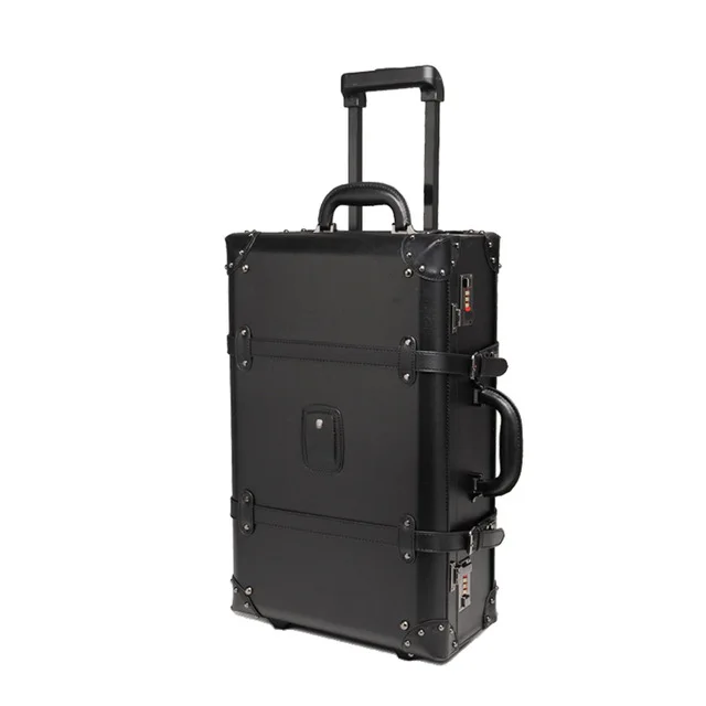 Полиуретановый чехол на колесиках, винтажный багаж на колесиках, Классический чемодан, универсальный чехол на колесиках, высококачественный переносной чемодан - Цвет: 24inch-2 wheels