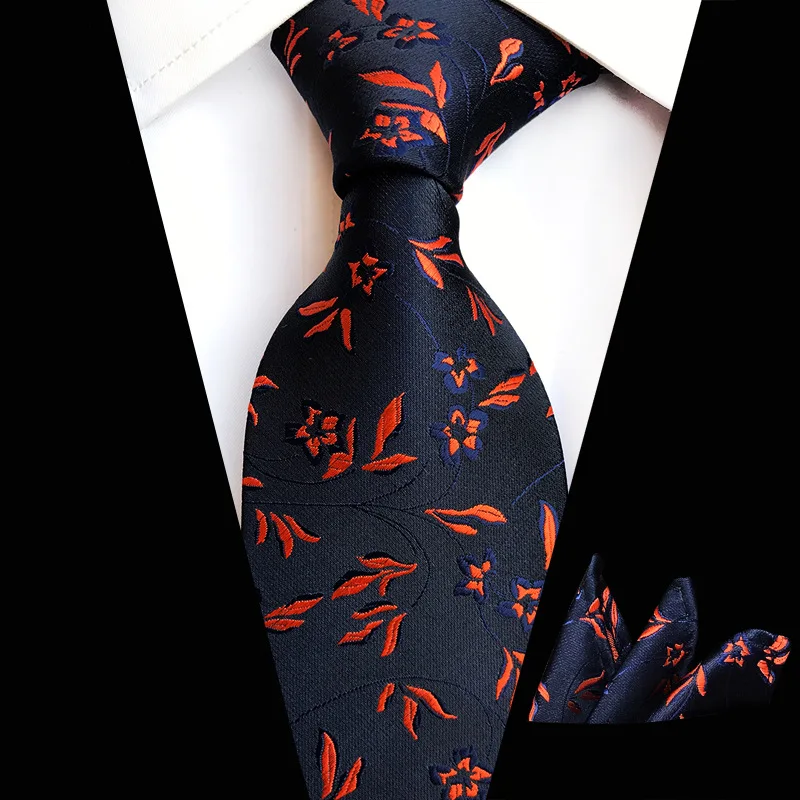 

2019 Designer Ties for Men 100 Styles Navy Blue Red Flower Fashion Woven Neckties Hanky Set for Wedding Party Drop Shipping