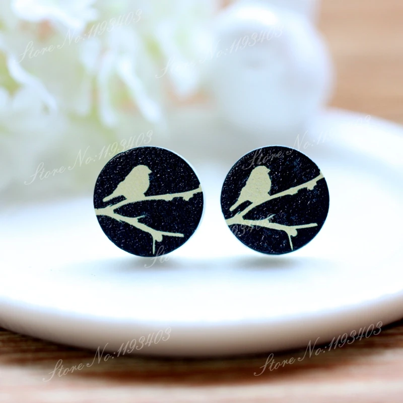 

16mm Bird Round High Quality Photo Wood Laser Cut Cabochon to make Rings, Earrings, Bobby pin,Necklaces, Bracelets-(WEH-28)